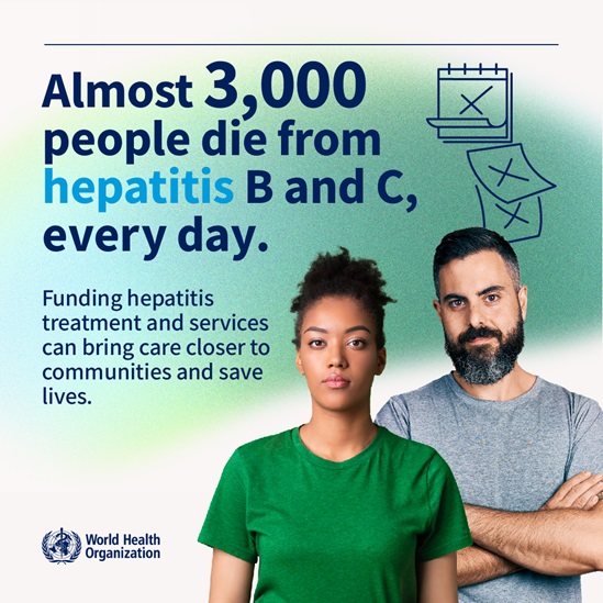 Almost 3000 people die from hepatitis B and C, every day