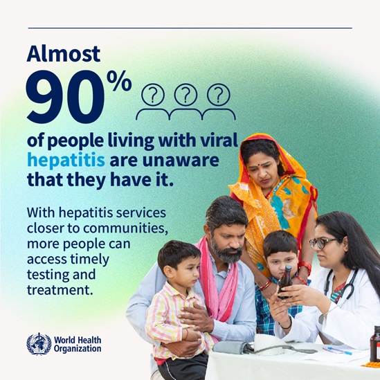 Almost 90%f of people living with viral hepatitis are unaware that they have it.